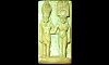 Amulette égyptienne en faïence vert d’eau, Basse Époque : le pharaon et la reine, (collection privée, h=3 cm), Décembre 2010