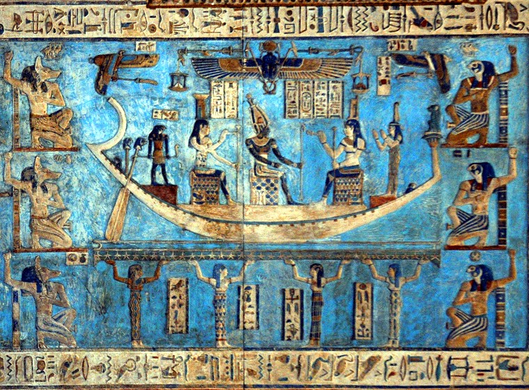Direction • Plafond de la salle hypostyle du temple de Denderah, Égypte, Février 2010