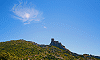 Voile nuageux au-dessus de la citadelle de Quéribus, Aude, France, 31 juillet 2013