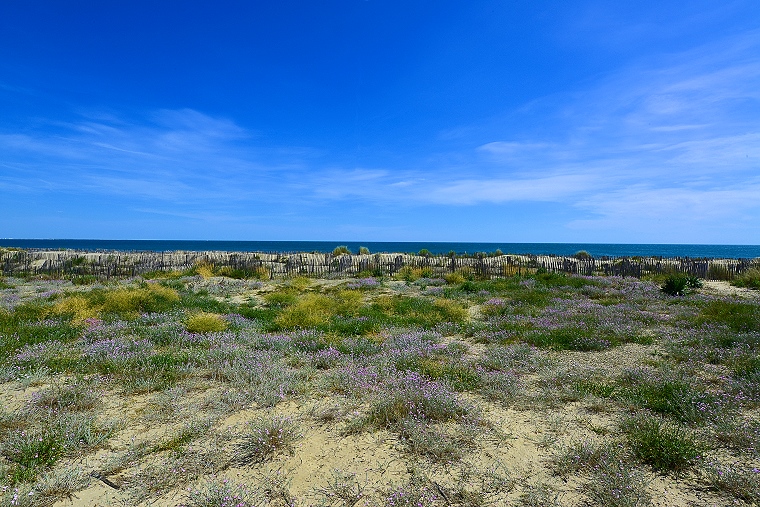 Horizons multiples : Plage du Petit Travers, Carnon, Hérault, France, 1er juin 2013